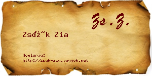 Zsák Zia névjegykártya